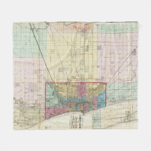 Kaart van Chicago Fleece Deken (Voorkant (Horizontaal))