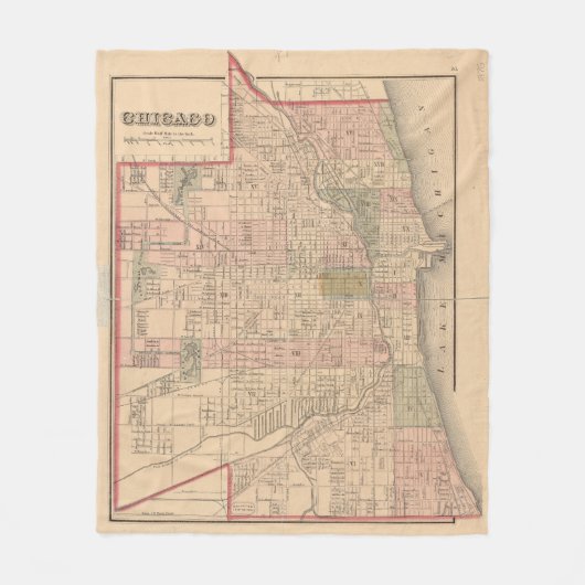  kaart van Chicago Illinois (1876) Fleece Deken (Voorkant)
