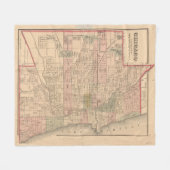  kaart van Chicago Illinois (1876) Fleece Deken (Voorkant (Horizontaal))