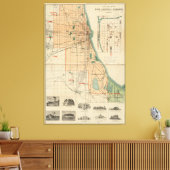  kaart van Chicago Illinois (1889) Canvas Afdruk (Insitu (Woonkamer))