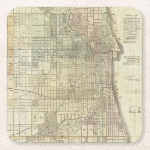 Kaart van Chicago Kartonnen Onderzetters