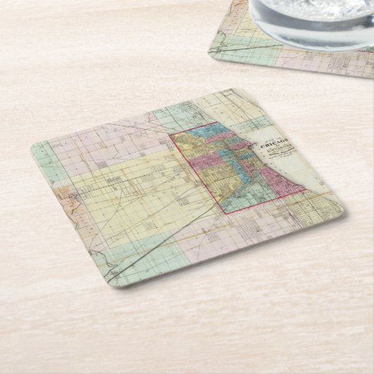 Kaart van Chicago Kartonnen Onderzetters (Schuin)