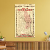 Kaart van Chicago met het verbrande district Canvas Afdruk (Insitu (Woonkamer))