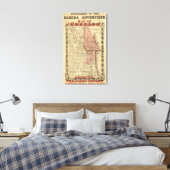 Kaart van Chicago met het verbrande district Canvas Afdruk (Insitu (Slaapkamer))