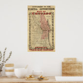 Kaart van Chicago met het verbrande district Poster (Keuken)