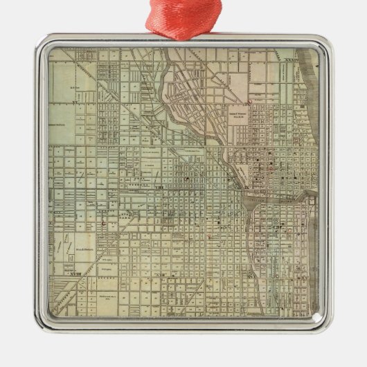 Kaart van Chicago Metalen Ornament (Voorkant)