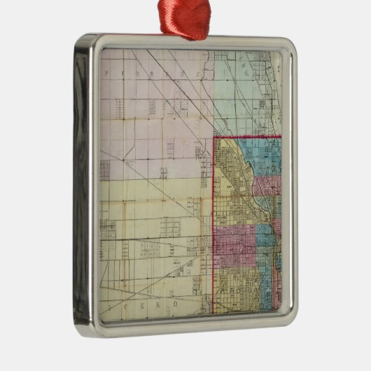 Kaart van Chicago Metalen Ornament (Rechts)