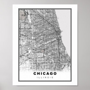 Kaart van Chicago Poster