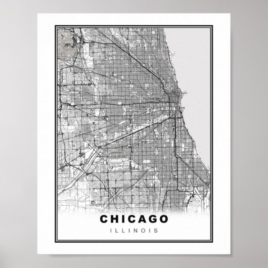 Kaart van Chicago Poster (Voorkant)