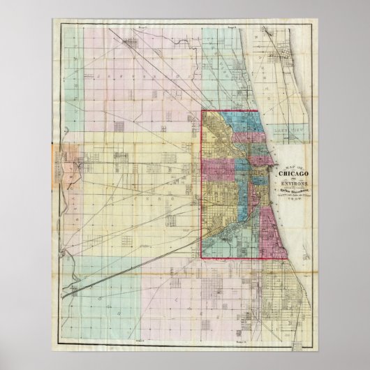 Kaart van Chicago Poster (Voorkant)