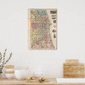 kaart van Chicago Poster (Keuken)