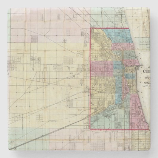 Kaart van Chicago Stenen Onderzetter (Voorkant)