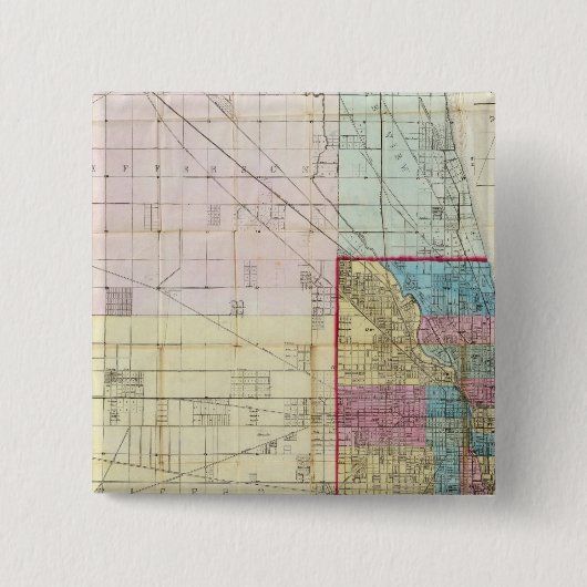 Kaart van Chicago Vierkante Button 5,1 Cm (Voorkant)