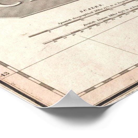 kaart van Chili (1818) Poster (Hoek)