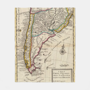 Kaart van Chili, Patagonia, La Plata Fleece Deken