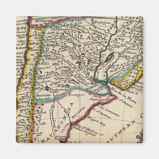 Kaart van Chili, Patagonia, La Plata Magneet (Voorkant)