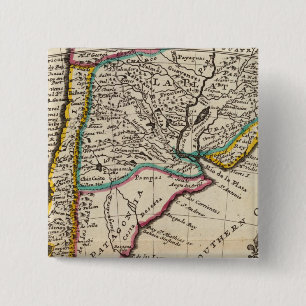 Kaart van Chili, Patagonia, La Plata Vierkante Button 5,1 Cm