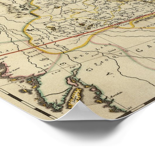 kaart van China | 1662 Poster (Hoek)