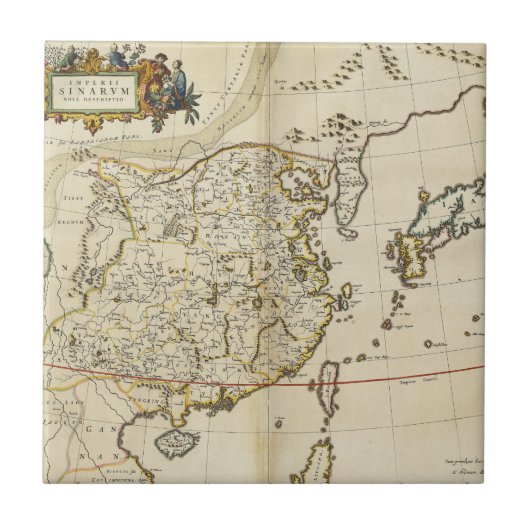 kaart van China | 1662 Tegeltje (Voorkant)