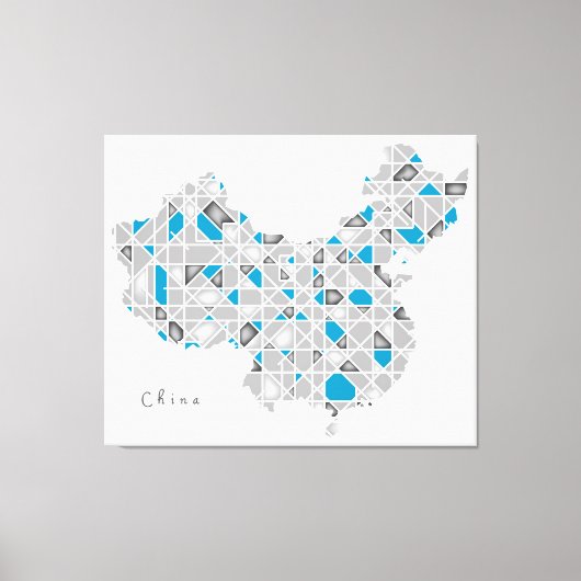 Kaart van China | Crystal Diamond Style Artwork Canvas Afdruk (Voorkant)