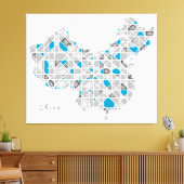 Kaart van China | Crystal Diamond Style Artwork Canvas Afdruk (Insitu (Woonkamer))