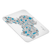 Kaart van China | Crystal Diamond Style Artwork Magneet (Rechterzijde)