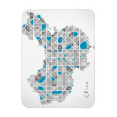 Kaart van China | Crystal Diamond Style Artwork Magneet (Verticaal)