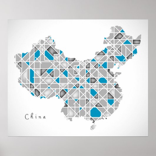 Kaart van China | Crystal Diamond Style Artwork Poster (Voorkant)