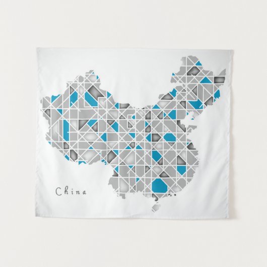 Kaart van China | Crystal Diamond Style Artwork Wandkleed (Voorkant (horizontaal))