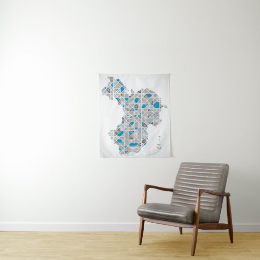 Kaart van China | Crystal Diamond Style Artwork Wandkleed (In situ)