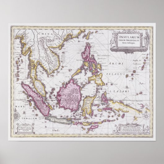 Kaart van China en Indonesië | 1710 Poster (Voorkant)
