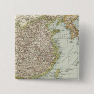 Kaart van China en Japan Vierkante Button 5,1 Cm