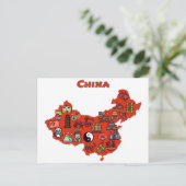 kaart van China met pictogrammen voor Chinese best (Staand voorkant)