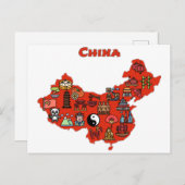 kaart van China met pictogrammen voor Chinese best (Voorkant / Achterkant)