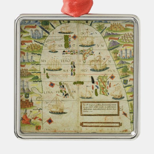 Kaart van China zee, facsimile van Miller Atlas Metalen Ornament (Voorkant)