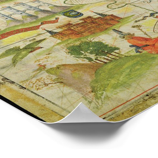 Kaart van China zee, facsimile van Miller Atlas Poster (Hoek)