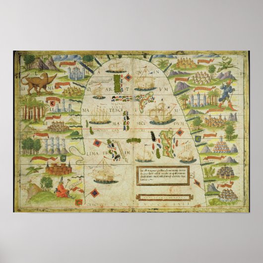 Kaart van China zee, facsimile van Miller Atlas Poster (Voorkant)