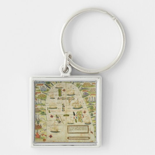Kaart van China zee, facsimile van Miller Atlas Sleutelhanger (Voorkant)