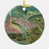 Kaart van Chios, van "Civitates Orbis Terrarum" do Keramisch Ornament (Achterkant)