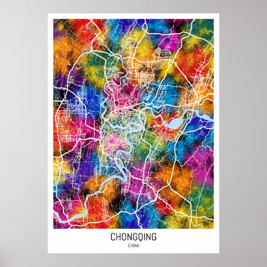 Kaart van Chongqing China Poster (Voorkant)