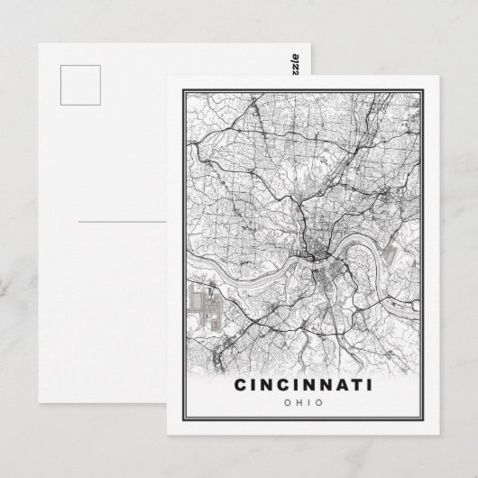 Kaart van Cincinnati (Voorkant / Achterkant)