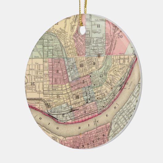  kaart van Cincinnati (1780) Keramisch Ornament (Links)