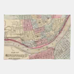  kaart van Cincinnati (1780) Theedoek