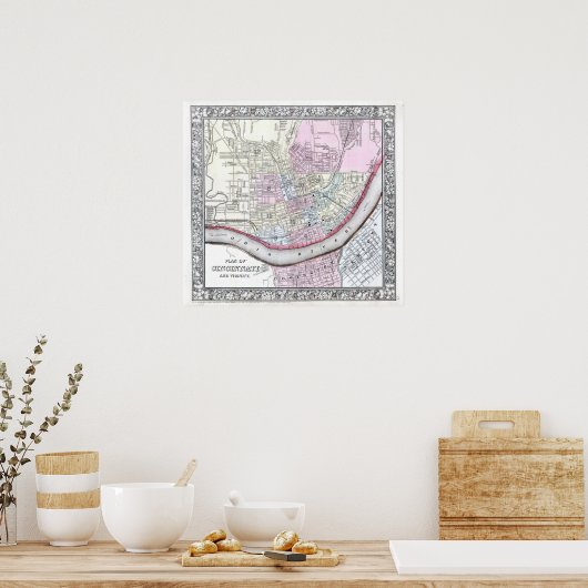  kaart van Cincinnati, 1864 Poster (Keuken)