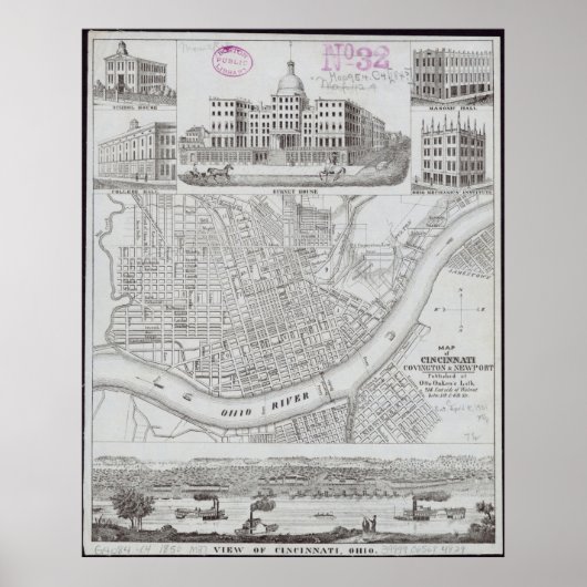  kaart van Cincinnati Ohio Poster (Voorkant)