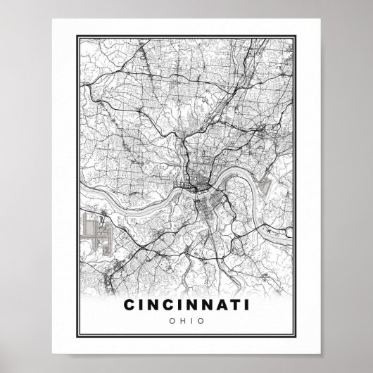 Kaart van Cincinnati Poster (Voorkant)