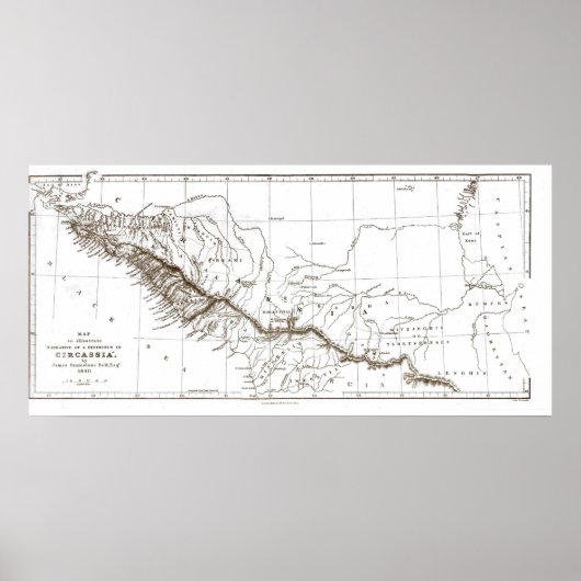 kaart van CIRCASSIA1840 Poster (Voorkant)