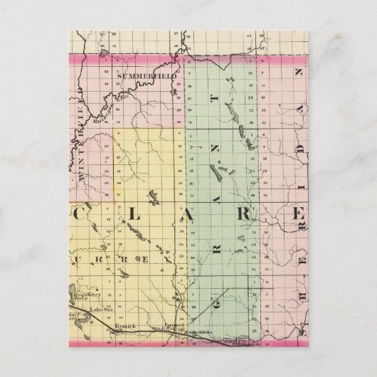 Kaart van Clare County, Michigan (Voorkant)