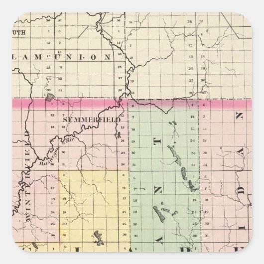 Kaart van Clare County, Michigan Vierkante Sticker (Voorkant)