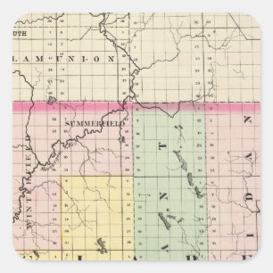 Kaart van Clare County, Michigan Vierkante Sticker